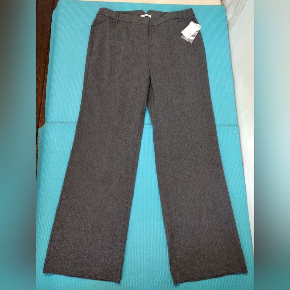 Fashion Bug Women's Straight Mid Rise Pants Gray Size 14